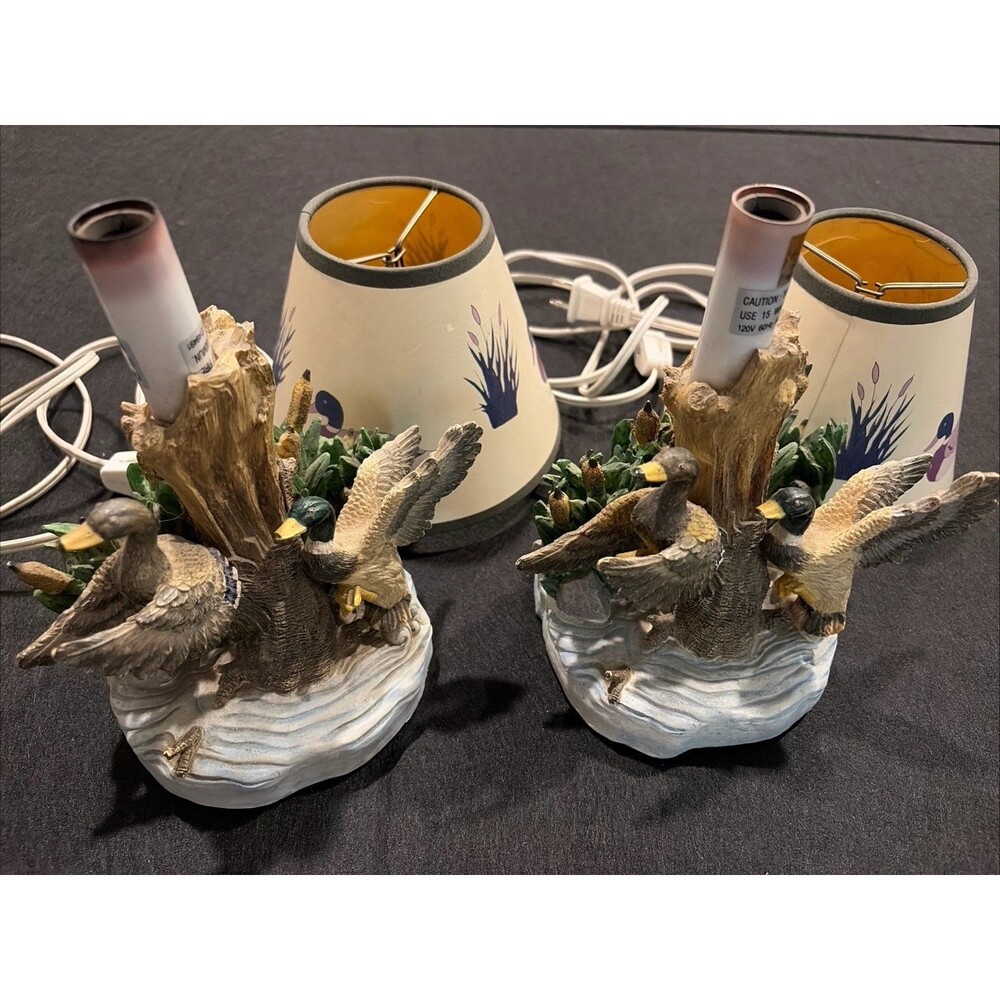 2 x Lot of Vintage Duck Mallard Flight Lamp Wangs International GAR2107 1980’s